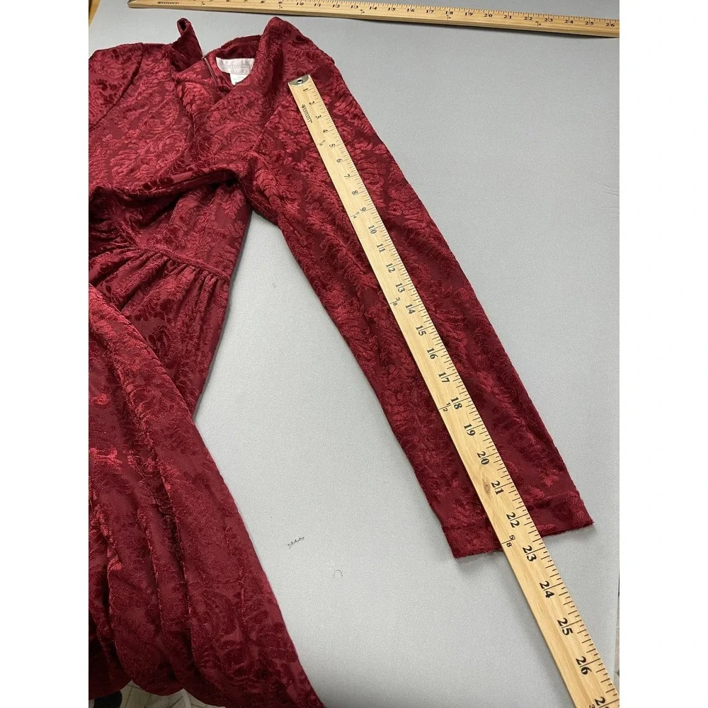 Worthington Womens Dress 12 Burgundy Velvet Burnout Vintage Cottage Christmas‎